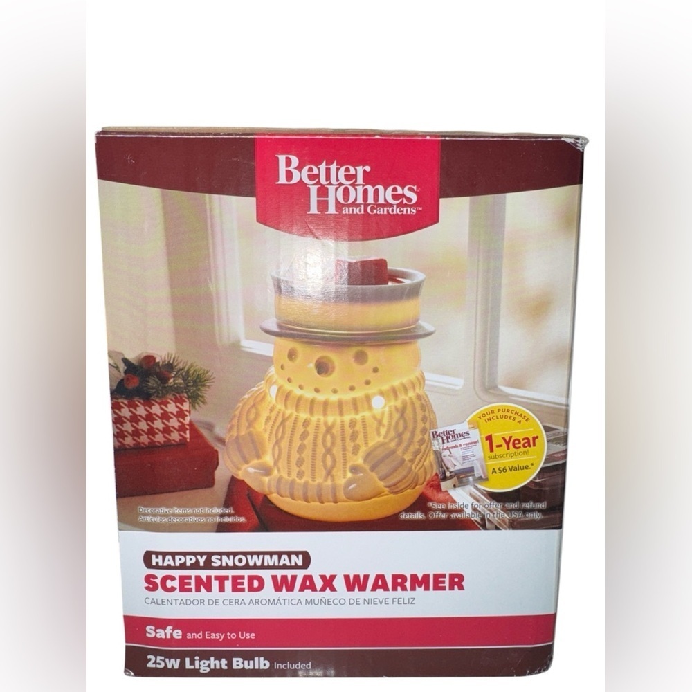 Better Homes & Gardens Happy Snowman GLOWING Wax Warmer 3-D Winter Sweater